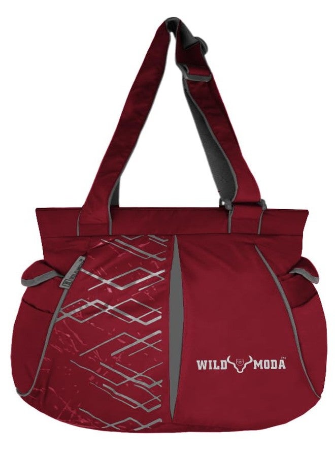 WILD MODA Women's Large Shoulder Tote Bag with Dual Pockets - Ideal Handbag for Work, College & Office Use With Adjustable Strap (Maroon) - Image 1